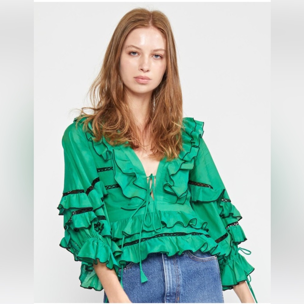 NWT Cynthia Rowley Stella Tie Front Tiered Top